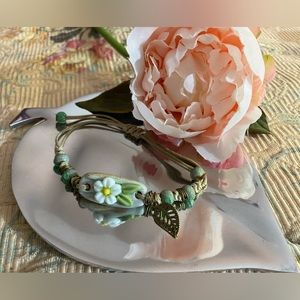 💚Jade Daisy Leaf Braided Adjustable Bracelet💚